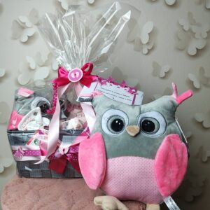 BabyDort dárkový koš box pro miminko růžová SOVA (video)