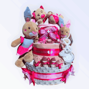 BabyDort třípatrový plenkový dort pro miminko BUNNY (video)