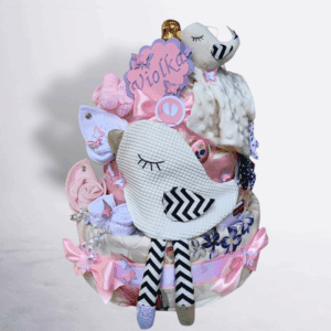 BabyDort třípatrový plenkový dort pro miminko VIOLKA (video)