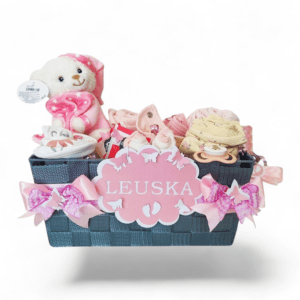 BabyDort dárkový koš pro miminko růžový ZAJÍČEK (video)