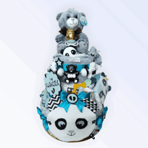 BabyDort třípatrový plenkový dort pro miminko mint PANDA (video)