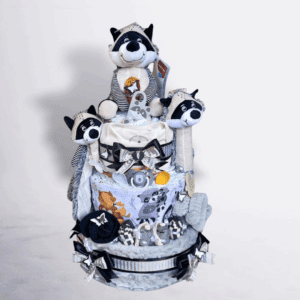 BabyDort třípatrový plenkový dort pro miminko neutral MÝVALÍ PARTA (video)