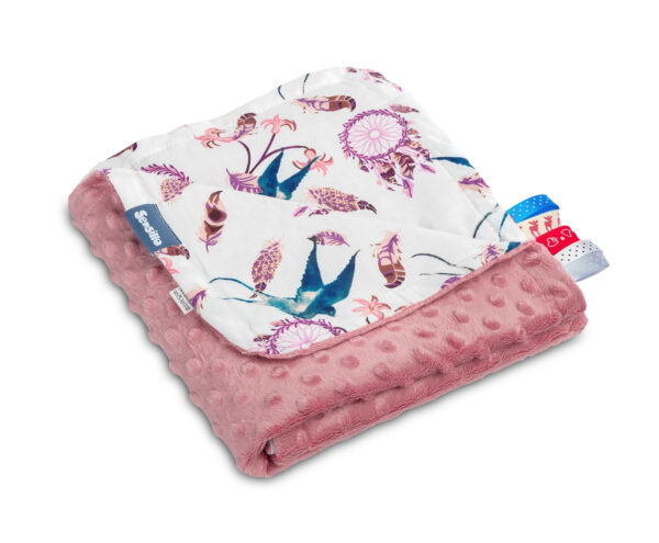 Minky deka pro miminko Ptáci - staro růžová - Image 2