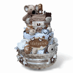 BabyDort třípatrový plenkový dort pro miminko KOALA