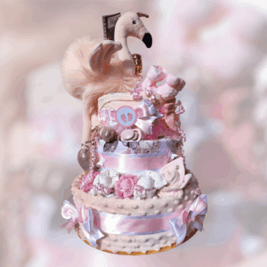 BabyDort třípatrový plenkový dort pro miminko PLAMEŇÁK (video)