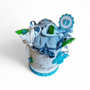 BabyDort textilní kytice k narození miminka modrá M (video)