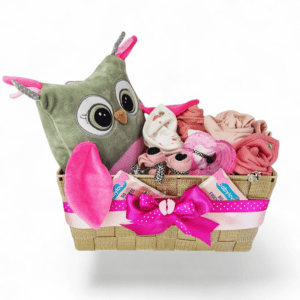 BabyDort dárkový koš box pro miminko růžová SOVA (video)