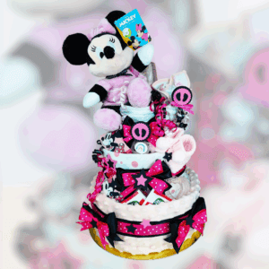 BabyDort třípatrový malinový plenkový dort pro miminko MINNIE MOUSE edition (video)