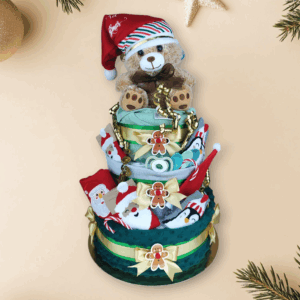 BabyDort třípatrový plenkový dort pro miminko VÁNOČNÍ premium (video)