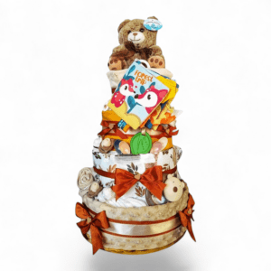 BabyDort ČTYŘPATROVÝ plenkový dort pro miminko LESNÍ ZVÍŘÁTKA 2 (video)