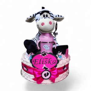 BabyDort jednopatrový plenkový dort pro miminko růžová ZEBRA (video)