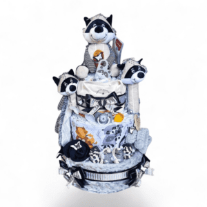 BabyDort třípatrový plenkový dort pro miminko neutral MÝVALÍ PARTA (video)