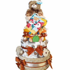 BabyDort ČTYŘPATROVÝ plenkový dort pro miminko LESNÍ ZVÍŘÁTKA 2 (video)