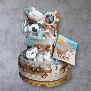 BabyDort třípatrový plenkový dort pro miminko neutral FARMA