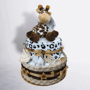 BabyDort dvoupatrový plenkový dort pro miminko neutral SAFARI 2 edition