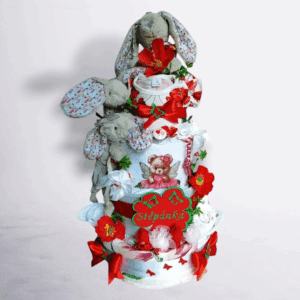 BabyDort ČTYŘPATROVÝ plenkový dort pro miminko VLČÍ MÁKY (video)