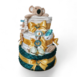 BabyDort třípatrový plenkový dort pro miminko KOALA neutrální