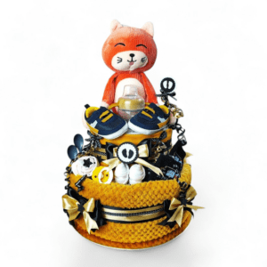 BabyDort dvoupatrový plenkový dort pro miminko oranžová KOČIČKA