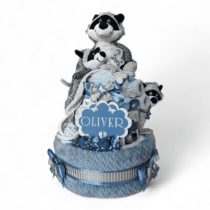 BabyDort třípatrový plenkový dort pro chlapečka modrá MÝVALÍ PARTA (VIDEO)