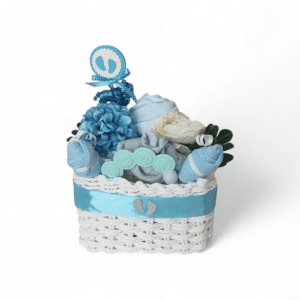 Baby gift box – dárkový košík pro miminko s výbavičkou MODRÝ mini 18 x 13 cm