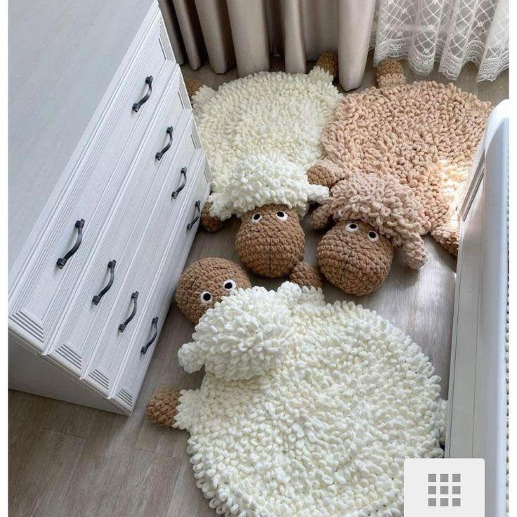 Ručně pletený kobereček do dětského pokoje Ovečka (80 - 100 cm!) - Obrázek 2