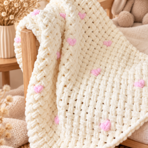 Ručně vyráběná deka pro miminko se srdíčky - různé barvy